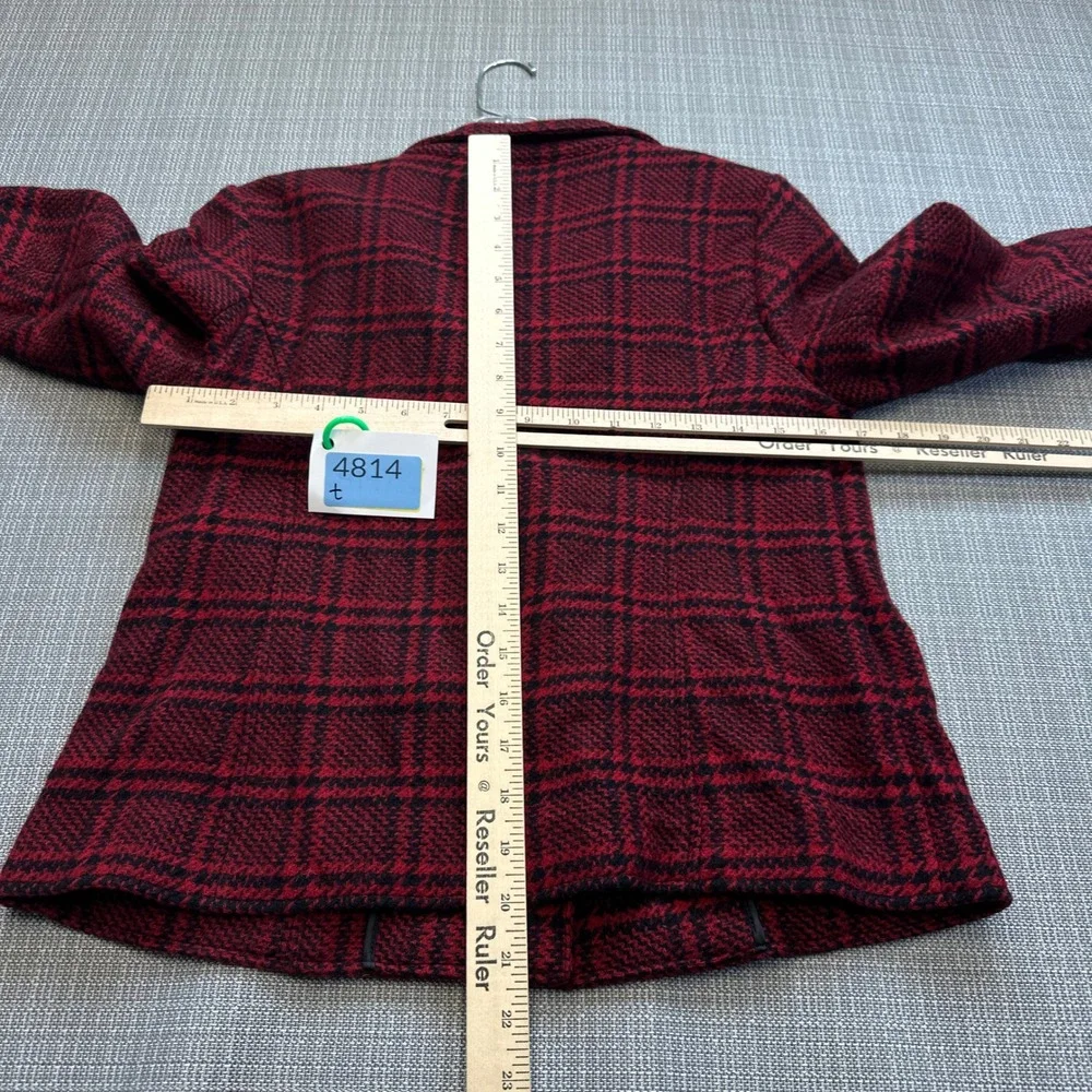 Talbots Petites Red Black Plaid Wool‎ Blend Blazer Jacket Size 2P